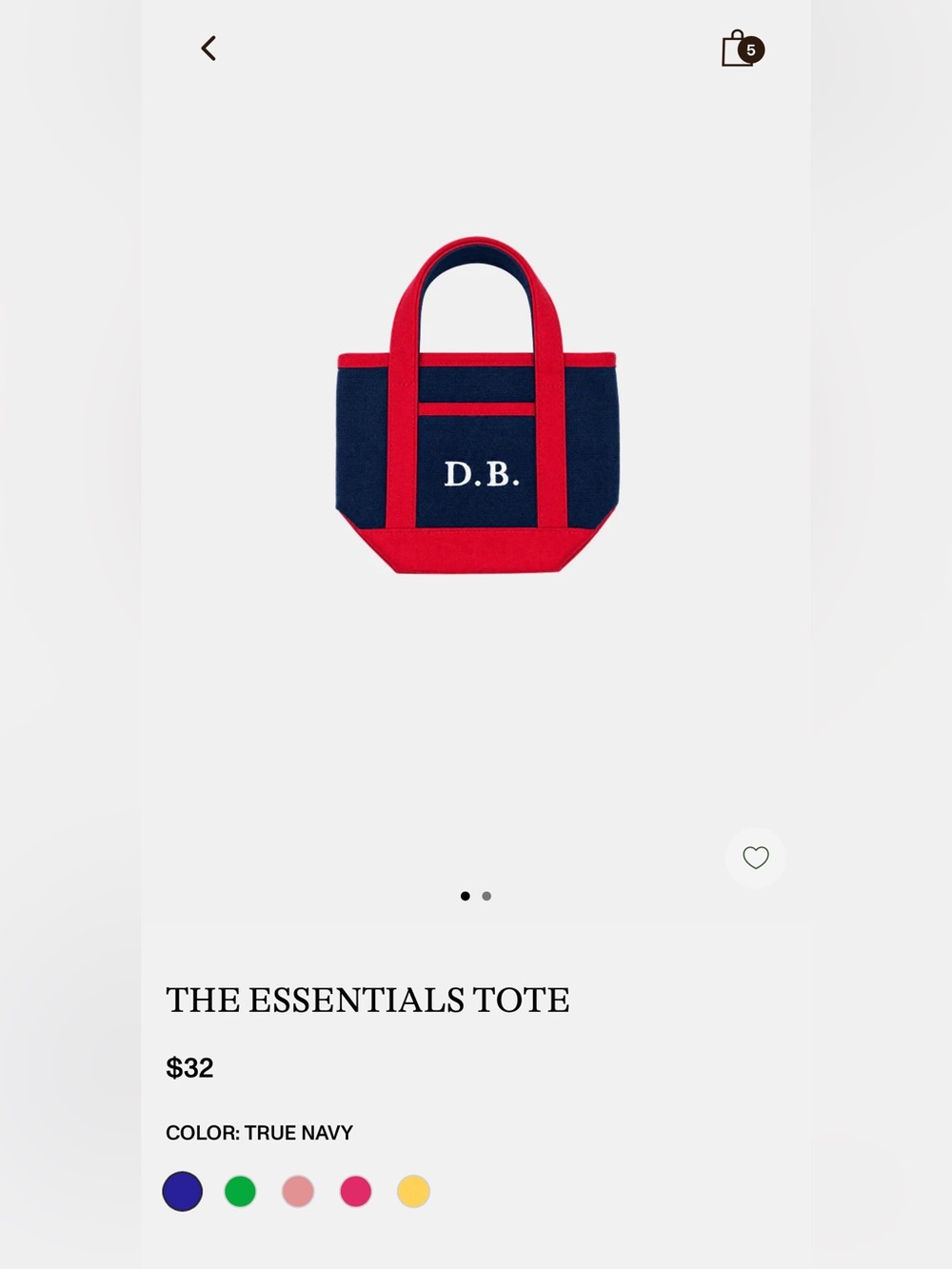 Monogram Canvas Tote in Navy and Red - Picture 2 of 2